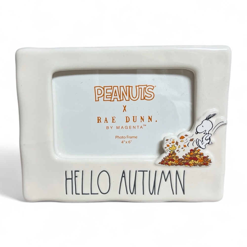 Rae Dunn X Peanuts Snoopy HELLO AUTUMN 4X6 Ceramic Picture Frame - Picture 2 of 4